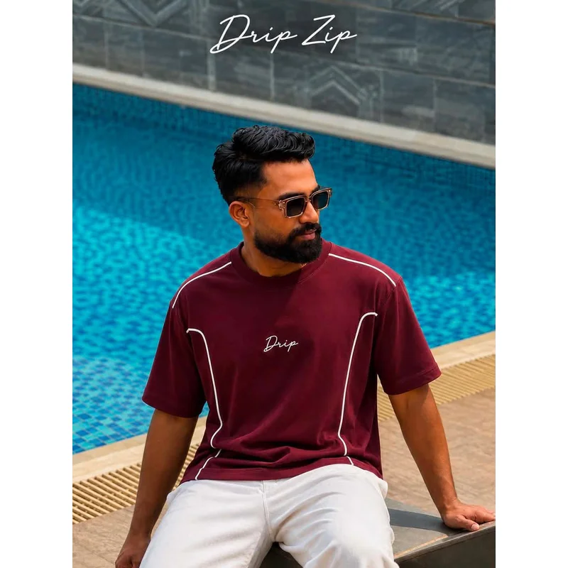 Boxy Maroon Drop Shoulder